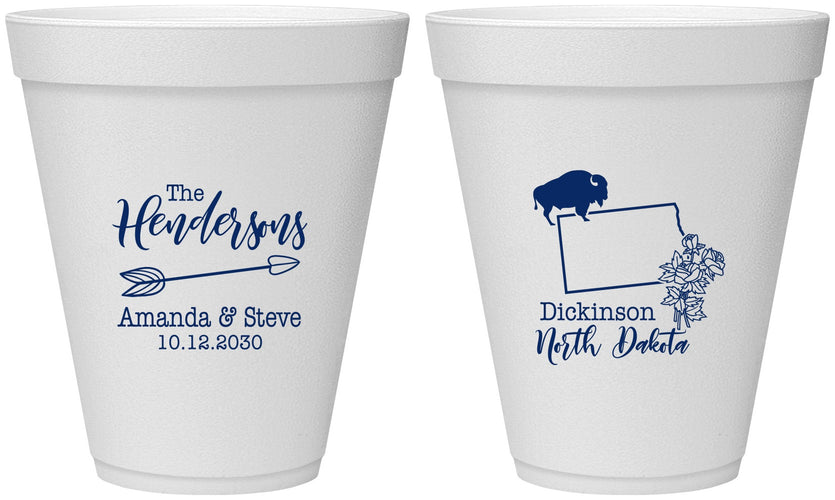 Personalized Wedding 12 oz Foam Cups - North Dakota | 183