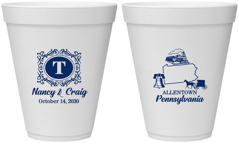 Personalized Wedding 12 oz Foam Cups - Pennsylvania | 187