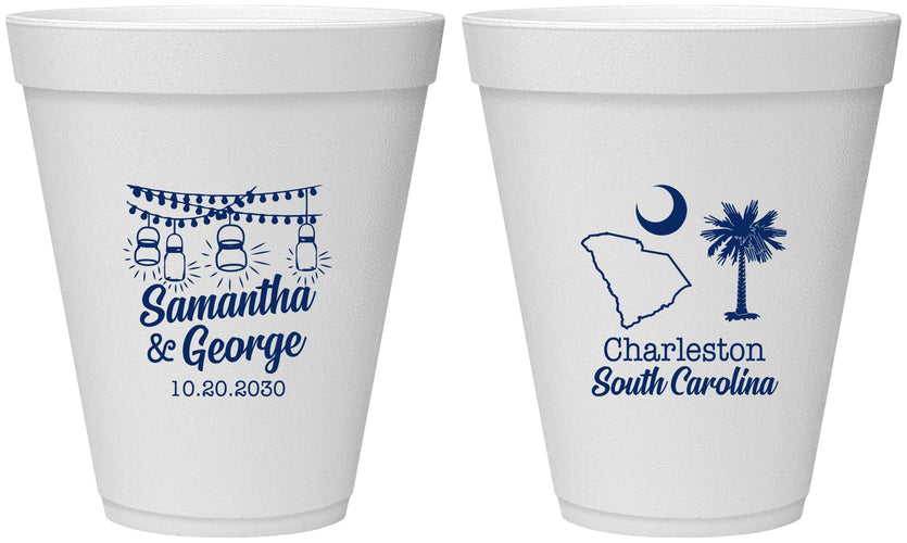 Personalized Wedding 12 oz Foam Cups - South Carolina | 189