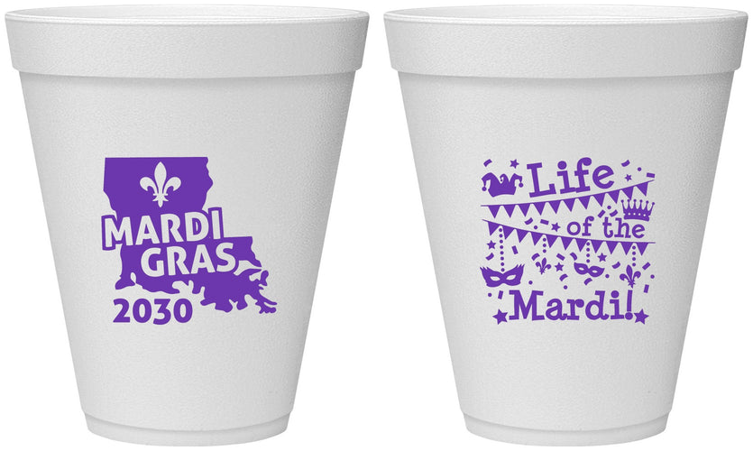 Personalized Mardi Gras 12 oz Foam Cups - Life Of The Mardi | 190001