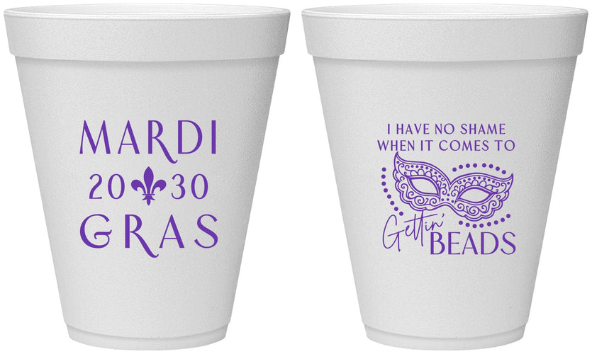 Personalized Mardi Gras 12 oz Foam Cups - Nola New Orleans | 190006