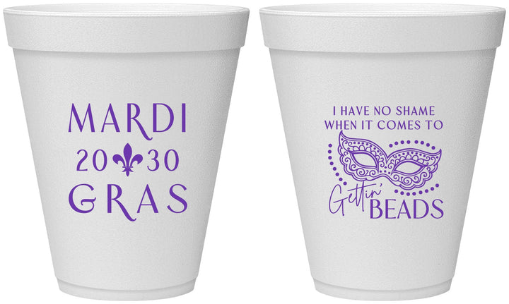 Personalized Mardi Gras 12 oz Foam Cups - Nola New Orleans | 190006