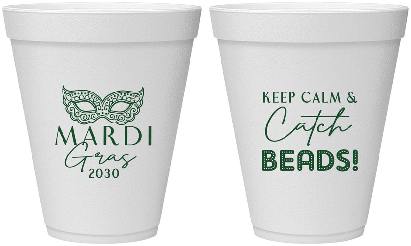 Personalized Mardi Gras 12 oz Foam Cups - Beads Nola | 190007