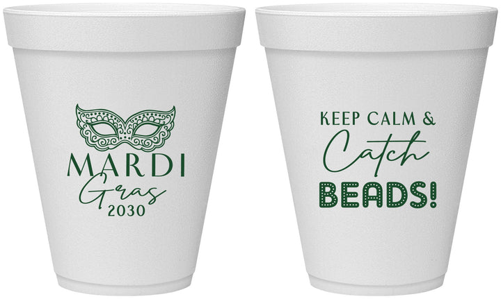 Personalized Mardi Gras 12 oz Foam Cups - Beads Nola | 190007