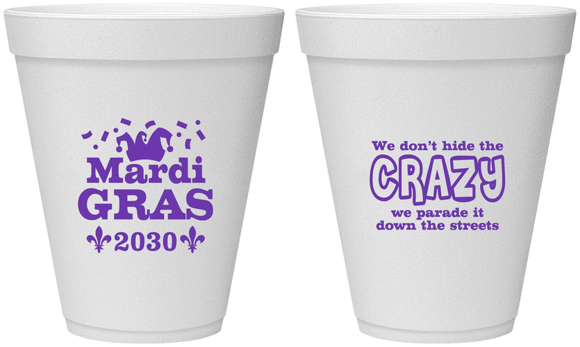 Personalized Mardi Gras 12 oz Foam Cups - Fleur De Lis | 190009