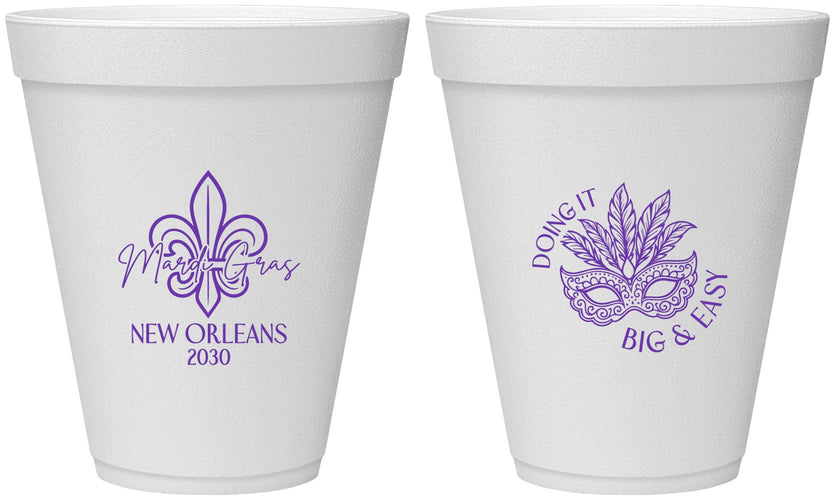 Personalized Mardi Gras 12 oz Foam Cups - Fleur De Lis | 190010
