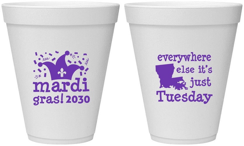 Personalized Mardi Gras 12 oz Foam Cups - Nola New Orleans | 190016