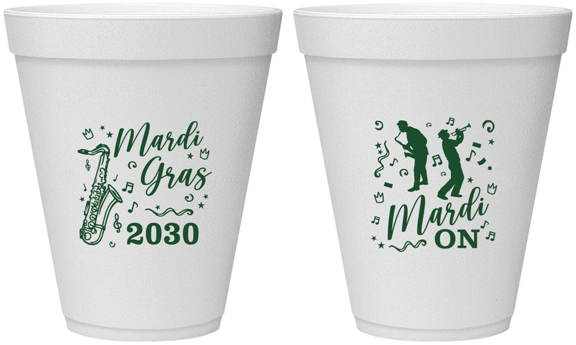Personalized Mardi Gras 12 oz Foam Cups - Mardi On Jazz | 190019