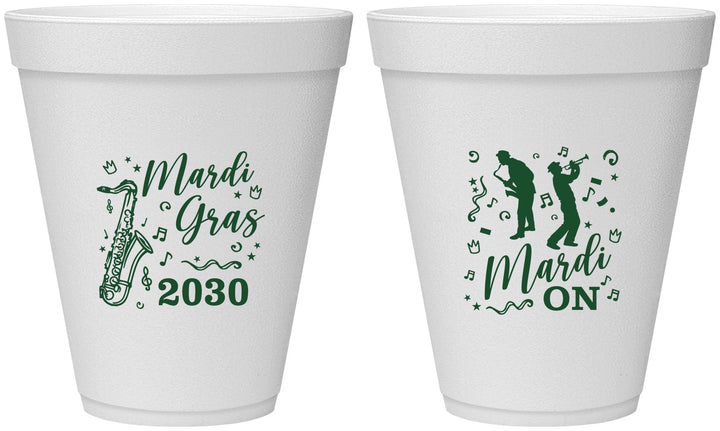 Personalized Mardi Gras 12 oz Foam Cups - Mardi On Jazz | 190019