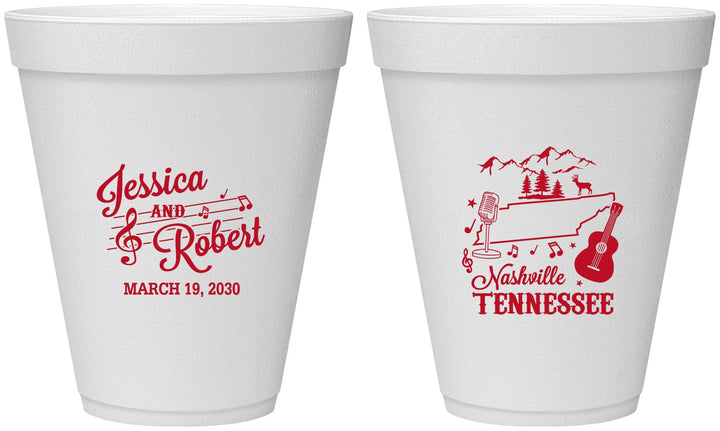 Personalized Wedding 12 oz Foam Cups - Tennessee | 191