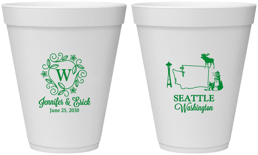 Personalized Wedding 12 oz Foam Cups - Washington | 196
