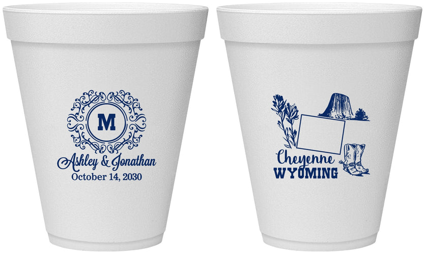 Personalized Wedding 12 oz Foam Cups - Wyoming | 199