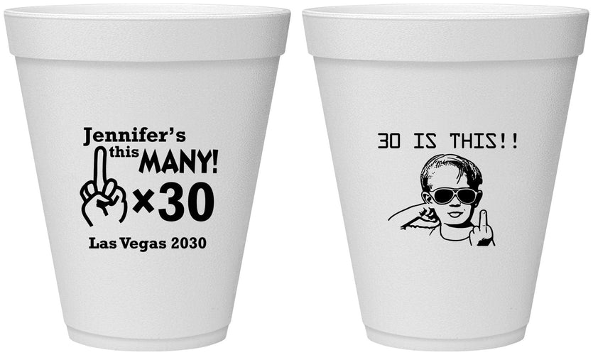 Personalized Birthday 12 oz Foam Cups - 30th | 20000