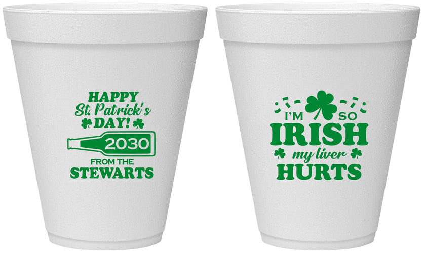 Personalized St Patricks Day 12 oz Foam Cups - Irish My Liver Hurts | 200000