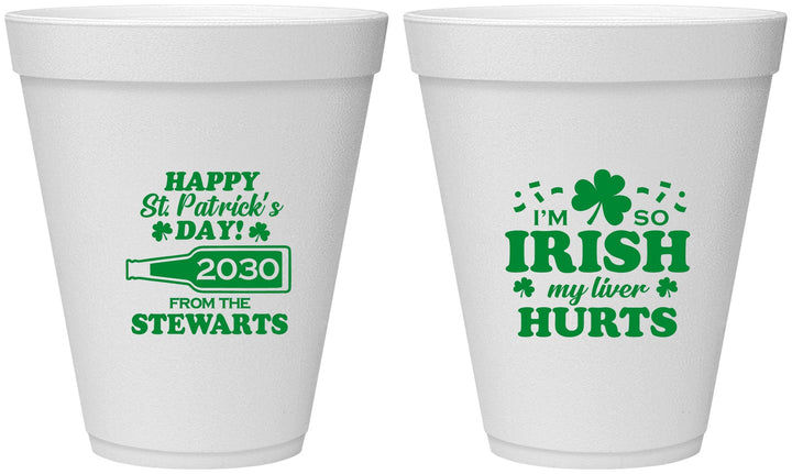 Personalized St Patricks Day 12 oz Foam Cups - Irish My Liver Hurts | 200000
