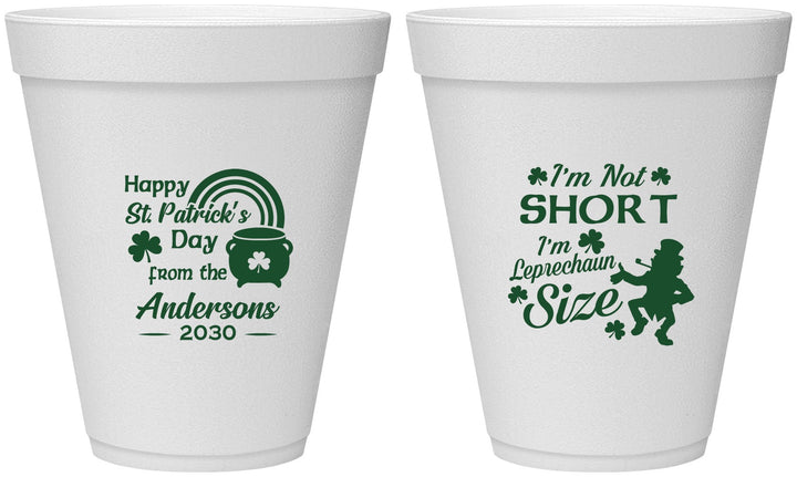 Personalized St Patricks Day 12 oz Foam Cups - Leprechaun | 200001