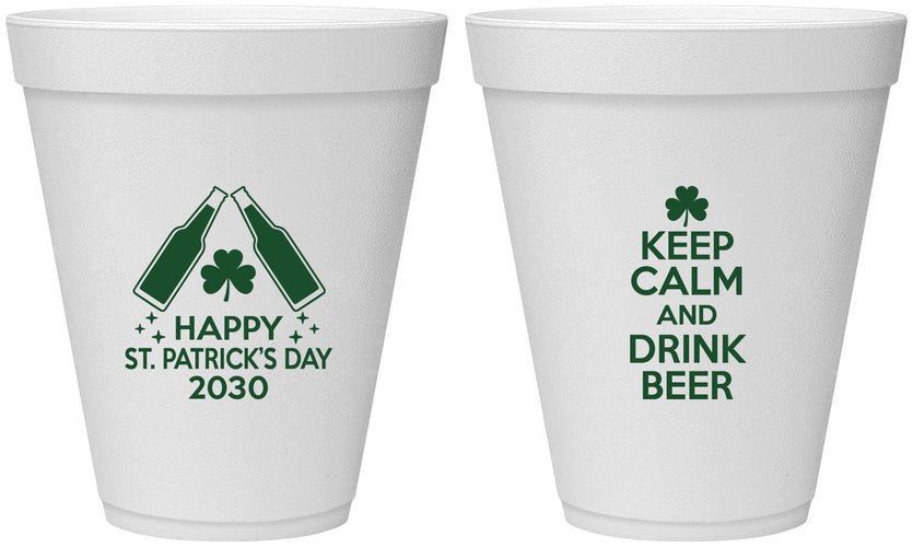 Personalized St Patricks Day 12 oz Foam Cups - Clover Irish | 200005