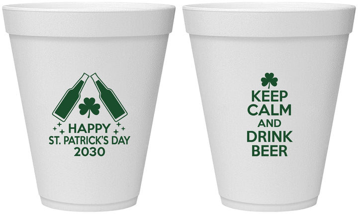 Personalized St Patricks Day 12 oz Foam Cups - Clover Irish | 200005