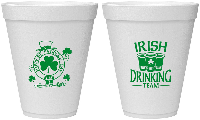 Personalized St Patricks Day 12 oz Foam Cups - Irish Drinking Team | 200006