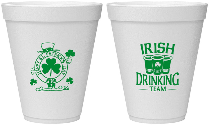 Personalized St Patricks Day 12 oz Foam Cups - Irish Drinking Team | 200006