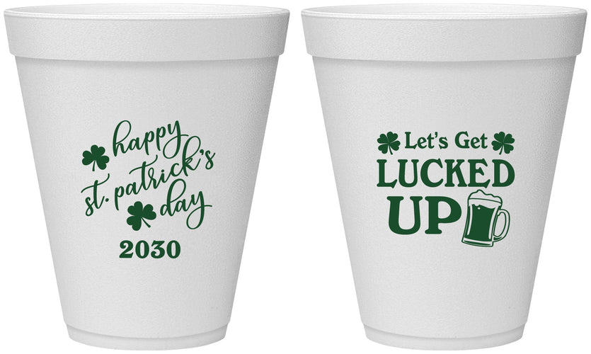 Personalized St Patricks Day 12 oz Foam Cups - Lucked Up | 200007