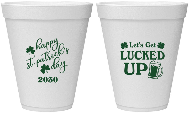 Personalized St Patricks Day 12 oz Foam Cups - Lucked Up | 200007