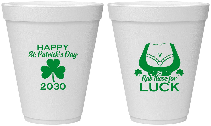 Personalized St Patricks Day 12 oz Foam Cups - Clover Irish | 200008