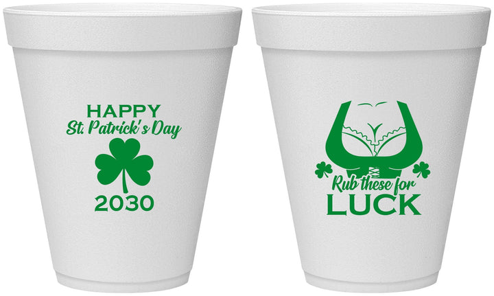 Personalized St Patricks Day 12 oz Foam Cups - Clover Irish | 200008
