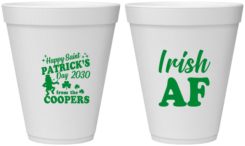 Personalized St Patricks Day 12 oz Foam Cups - Irish Af Leprechaun | 200012