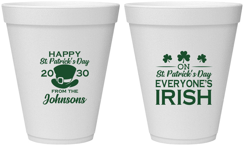 Personalized St Patricks Day 12 oz Foam Cups - Irish Leprechaun | 200013
