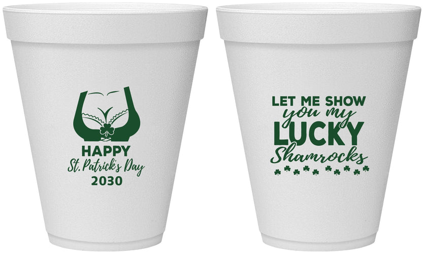 Personalized St Patricks Day 12 oz Foam Cups - Shamrocks | 200015