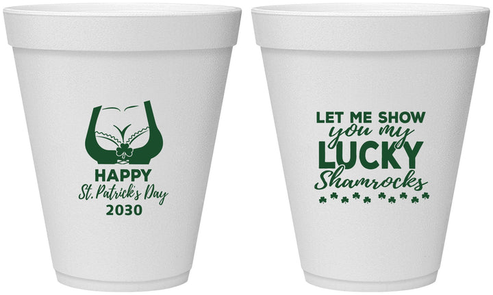 Personalized St Patricks Day 12 oz Foam Cups - Shamrocks | 200015