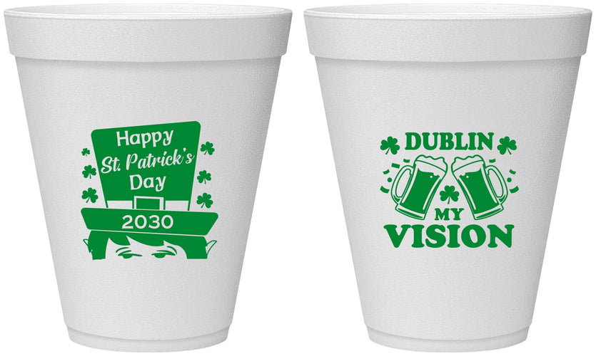 Personalized St Patricks Day 12 oz Foam Cups - Dublin My Vision | 200016