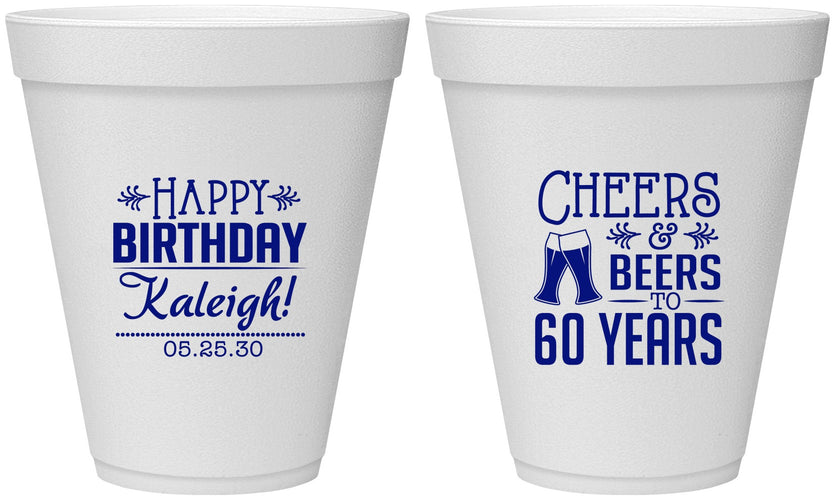 Personalized Birthday 12 oz Foam Cups - 60th | 20006