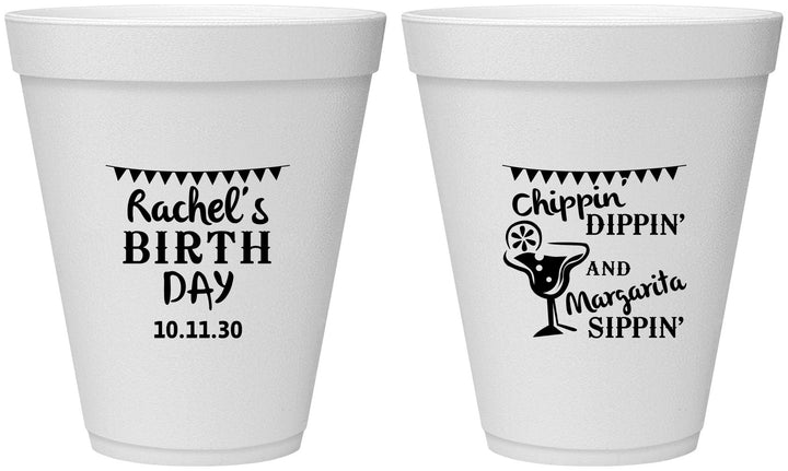 Personalized Birthday 12 oz Foam Cups - Fiesta Margarita | 20009