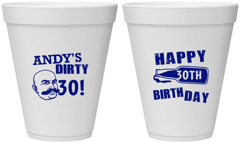 Personalized Birthday 12 oz Foam Cups - 30th | 20012