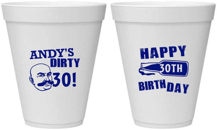 Personalized Birthday 12 oz Foam Cups - 30th | 20012
