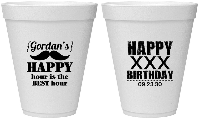 Personalized Birthday 12 oz Foam Cups - 30th | 20013