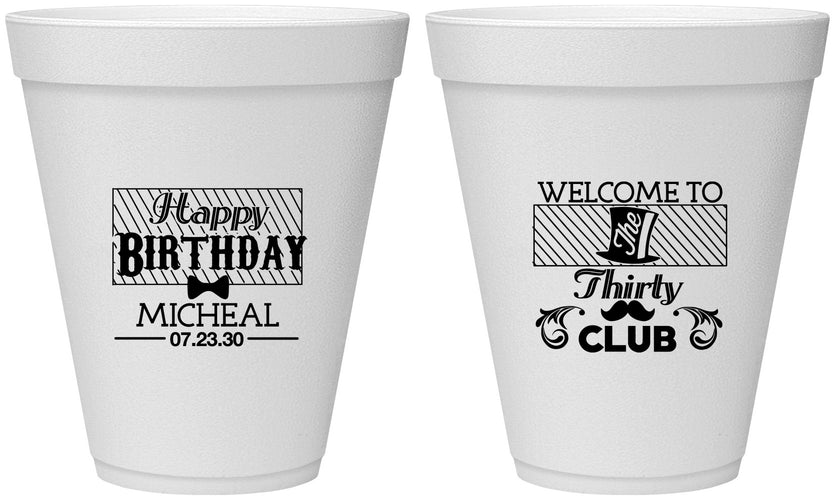 Personalized Birthday 12 oz Foam Cups - 30th | 20018