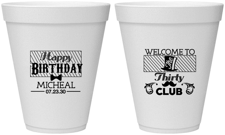 Personalized Birthday 12 oz Foam Cups - 30th | 20018