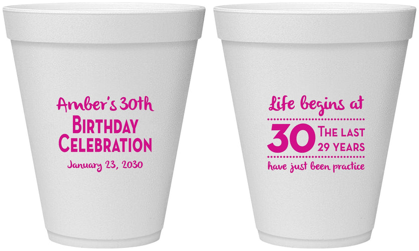 Personalized Birthday 12 oz Foam Cups - 30th The Last 29 Years | 20019