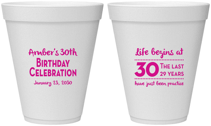 Personalized Birthday 12 oz Foam Cups - 30th The Last 29 Years | 20019