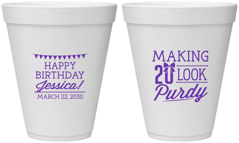 Personalized Birthday 12 oz Foam Cups - 20th | 20021