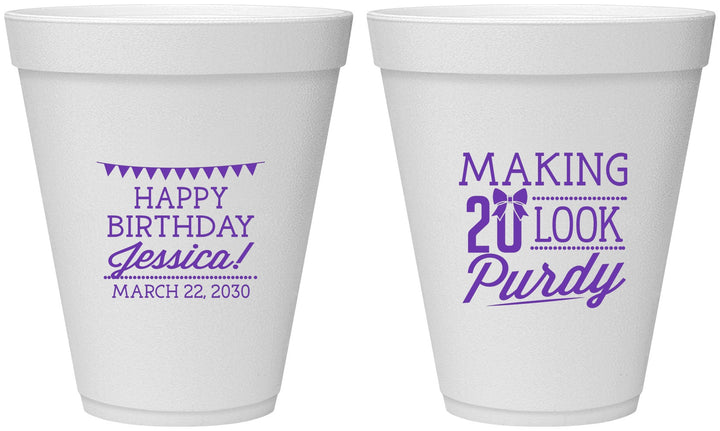 Personalized Birthday 12 oz Foam Cups - 20th | 20021