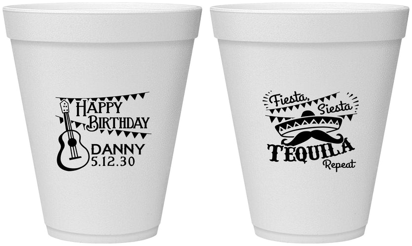 Personalized Birthday 12 oz Foam Cups - Fiesta Siesta Tequila | 20033