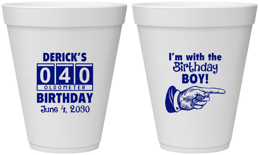 Personalized Birthday 12 oz Foam Cups - 40th | 20047