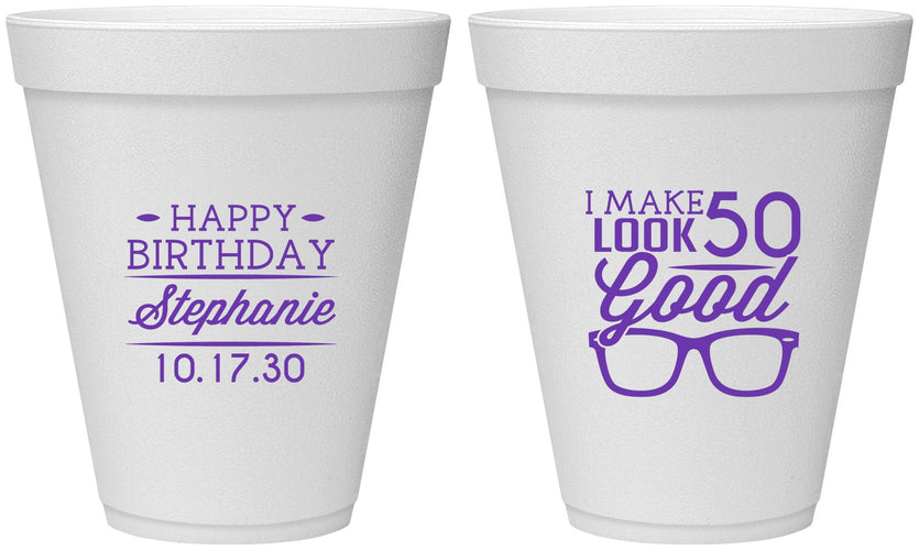 Personalized Birthday 12 oz Foam Cups - 50th | 20049