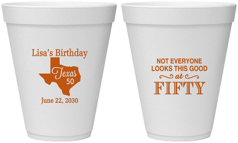Personalized Birthday 12 oz Foam Cups - 50th | 20051