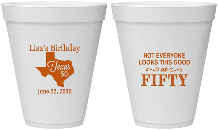 Personalized Birthday 12 oz Foam Cups - 50th | 20051