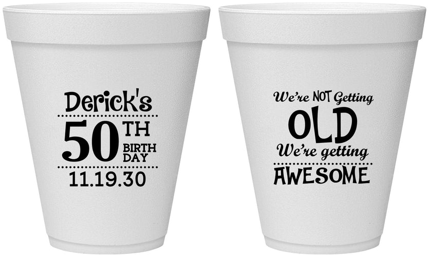 Personalized Birthday 12 oz Foam Cups - 50th | 20052